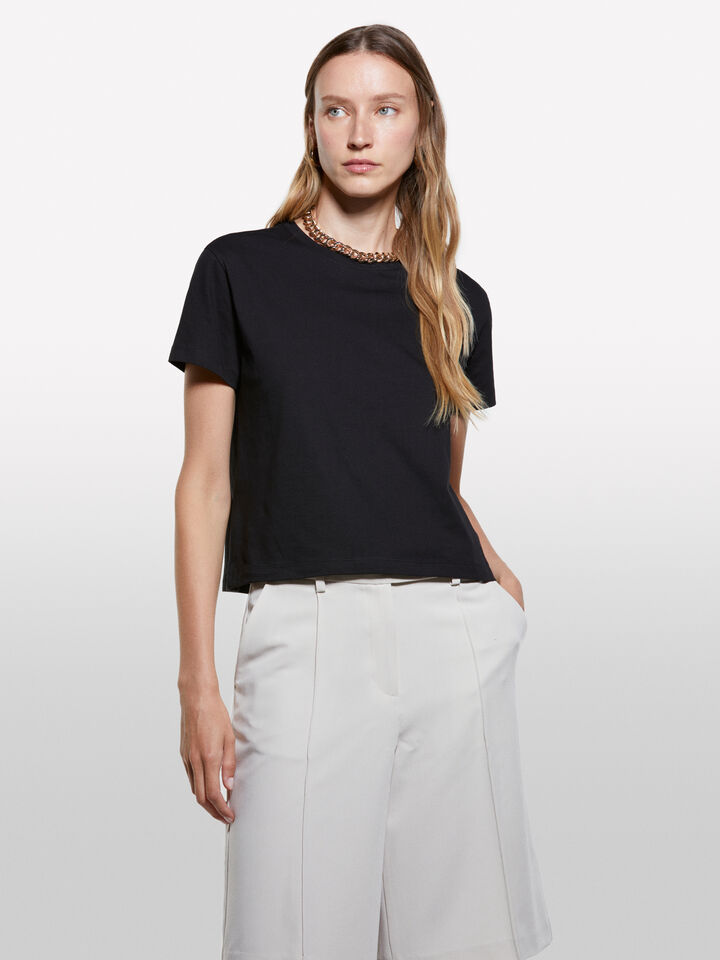 Black boxy fit t-shirt - women's short sleeve t-shirts - Black | Sisley image number 3